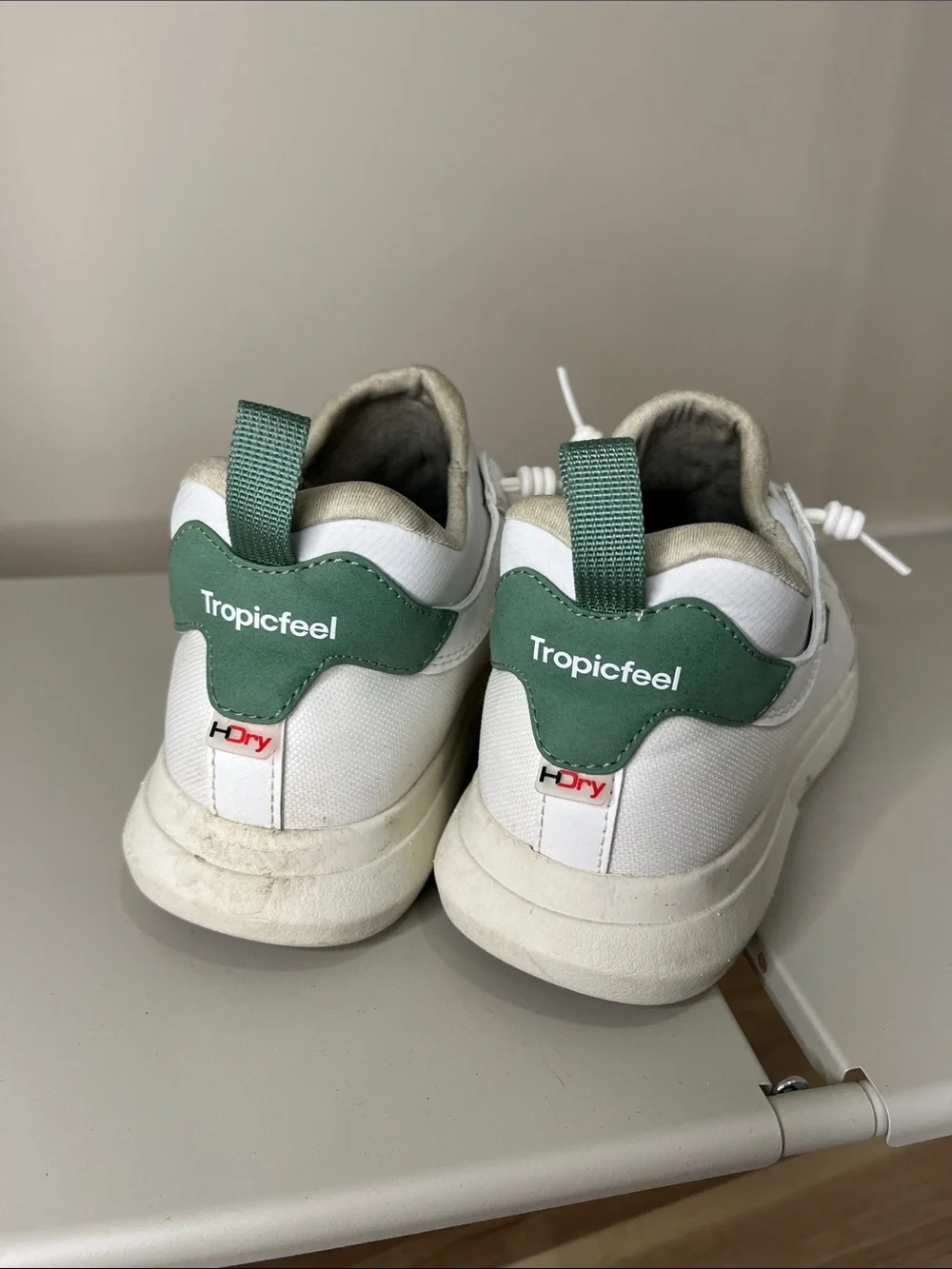 Tropicfeel White Sneakers with Green Heel Accents